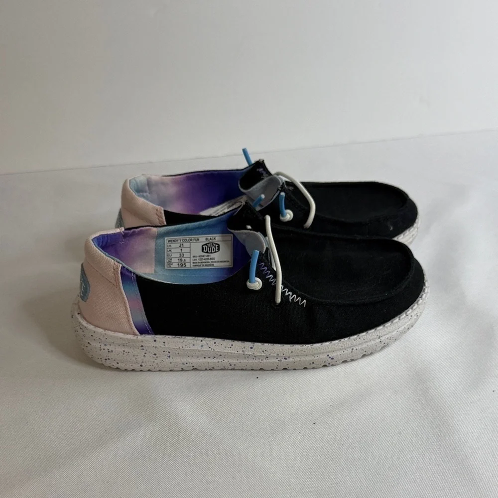Hey Dude Kids Black and White Moccasins